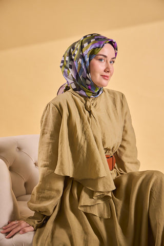 Twill İpek Eşarp Şerit Yeşil
