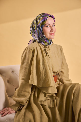 Twill İpek Eşarp Şerit Yeşil
