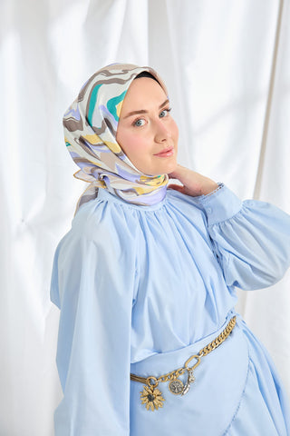 Twill İpek Eşarp Soyut Eflatun