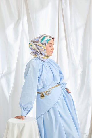 Twill İpek Eşarp Soyut Eflatun