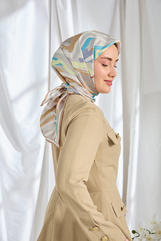 Twill İpek Eşarp Soyut Gri