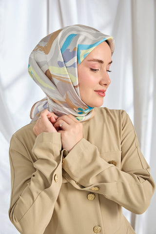 Twill İpek Eşarp Soyut Gri
