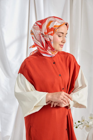 Twill İpek Eşarp Soyut Kırmızı