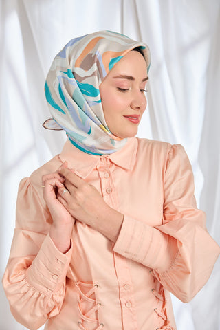 Twill İpek Eşarp Soyut Lila