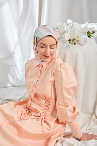 Twill İpek Eşarp Soyut Somon
