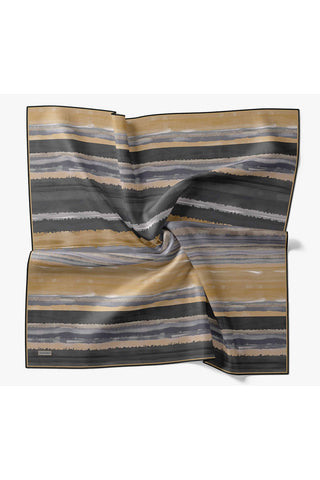 Twill İpek Eşarp Terra Waves Antrasit - Twill İpek Eşarp - | Silk Home