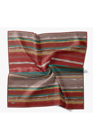 Twill İpek Eşarp Terra Waves Bordo - Twill İpek Eşarp - | Silk Home