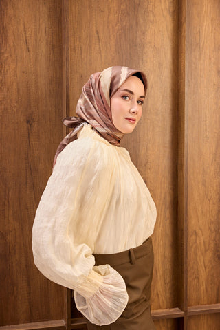 Twill İpek Eşarp Terra Waves Gül Kurusu - Twill İpek Eşarp - | Silk Home