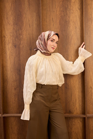 Twill İpek Eşarp Terra Waves Gül Kurusu - Twill İpek Eşarp - | Silk Home