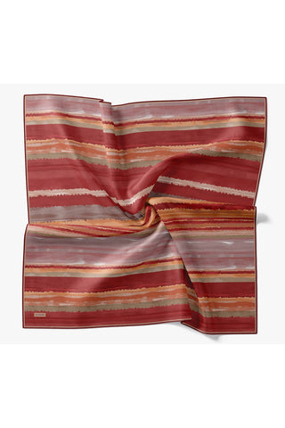 Twill İpek Eşarp Terra Waves Kırmızı - Twill İpek Eşarp - | Silk Home