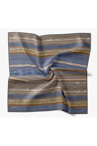 Twill İpek Eşarp Terra Waves Koyu Mavi - Twill İpek Eşarp - | Silk Home