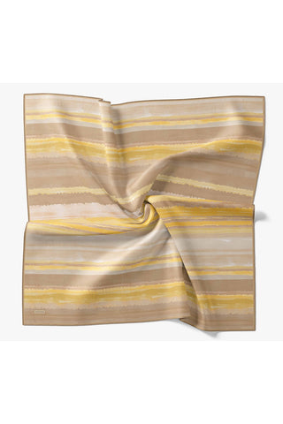Twill İpek Eşarp Terra Waves Sarı - Twill İpek Eşarp - | Silk Home