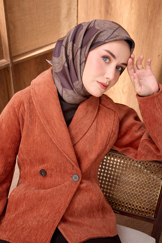 Twill İpek Eşarp Vega Acı Kahve - Twill İpek Eşarp - | Silk Home