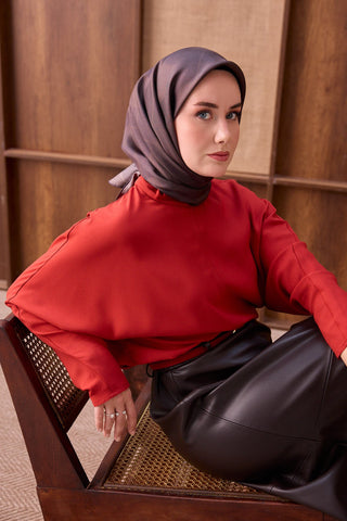 Twill İpek Eşarp Vega Acı kahve - Twill İpek Eşarp - | Silk Home
