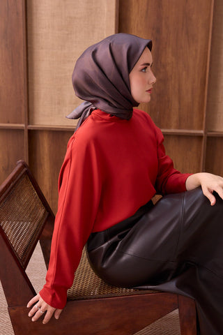 Twill İpek Eşarp Vega Acı kahve - Twill İpek Eşarp - | Silk Home
