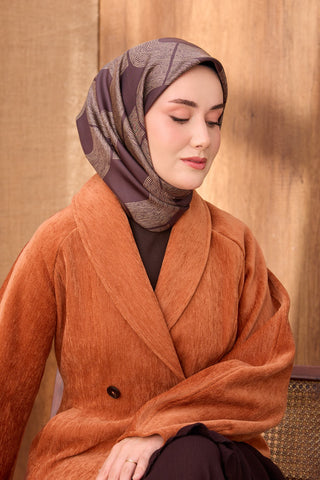 Twill İpek Eşarp Vega Acı Kahve - Twill İpek Eşarp - | Silk Home