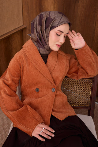 Twill İpek Eşarp Vega Acı Kahve - Twill İpek Eşarp - | Silk Home