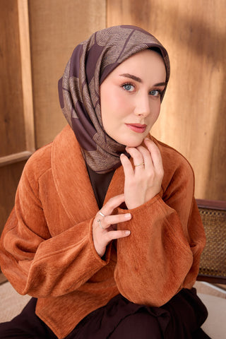 Twill İpek Eşarp Vega Acı Kahve - Twill İpek Eşarp - | Silk Home