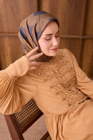 Twill İpek Eşarp Vega Antrasit - Twill İpek Eşarp - | Silk Home