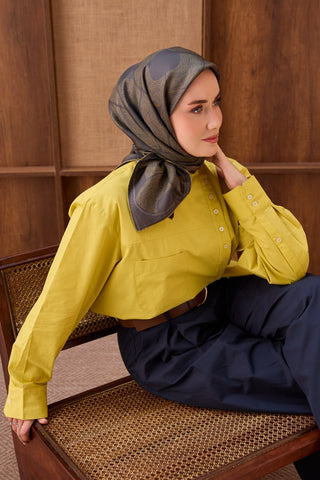 Twill İpek Eşarp Vega Antrasit - Twill İpek Eşarp - | Silk Home