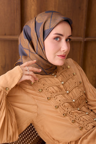 Twill İpek Eşarp Vega Antrasit - Twill İpek Eşarp - | Silk Home