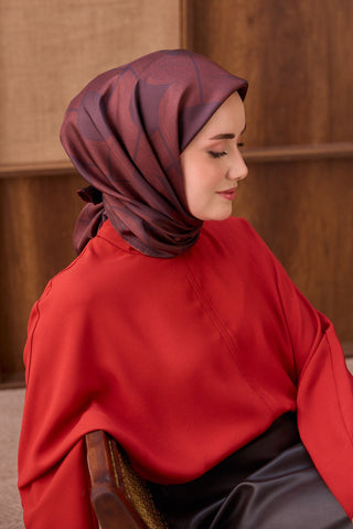 Twill İpek Eşarp Vega Bordo - Twill İpek Eşarp - | Silk Home