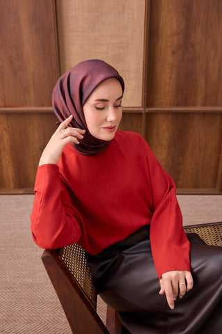 Twill İpek Eşarp Vega Bordo - Twill İpek Eşarp - | Silk Home