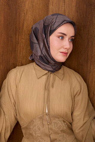Twill İpek Eşarp Vega Füme - Twill İpek Eşarp - | Silk Home