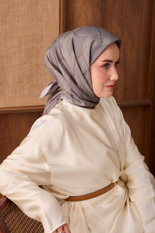 Twill İpek Eşarp Vega Gri - Twill İpek Eşarp - | Silk Home