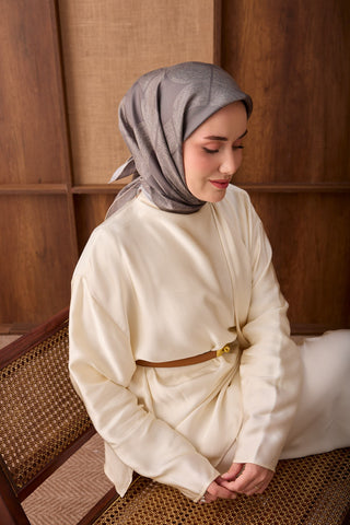 Twill İpek Eşarp Vega Gri - Twill İpek Eşarp - | Silk Home