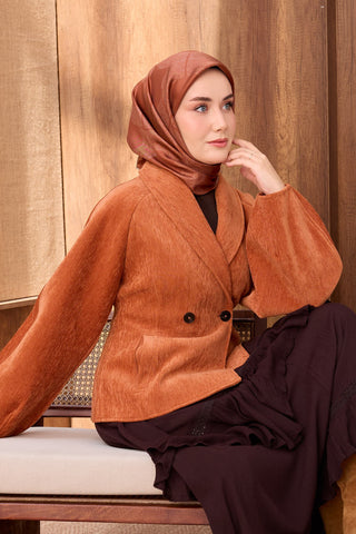 Twill İpek Eşarp Vega Kiremit - Twill İpek Eşarp - | Silk Home
