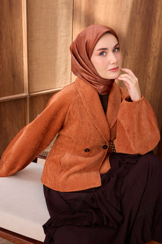 Twill İpek Eşarp Vega Kiremit - Twill İpek Eşarp - | Silk Home