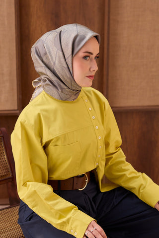 Twill İpek Eşarp Vega Koyu Gri - Twill İpek Eşarp - | Silk Home