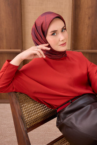 Twill İpek Eşarp Vega Mürdüm - Twill İpek Eşarp - | Silk Home