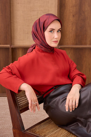Twill İpek Eşarp Vega Mürdüm - Twill İpek Eşarp - | Silk Home