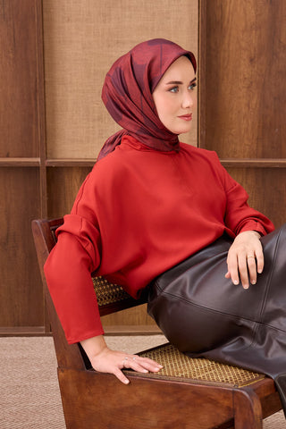 Twill İpek Eşarp Vega Mürdüm - Twill İpek Eşarp - | Silk Home