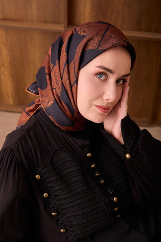 Twill İpek Eşarp Vega Siyah - Twill İpek Eşarp - | Silk Home