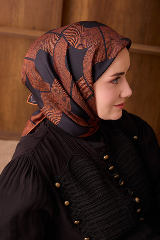 Twill İpek Eşarp Vega Siyah - Twill İpek Eşarp - | Silk Home