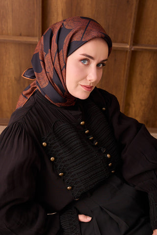 Twill İpek Eşarp Vega Siyah - Twill İpek Eşarp - | Silk Home