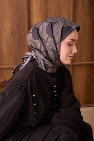 Twill İpek Eşarp Vega Siyah - Twill İpek Eşarp - | Silk Home