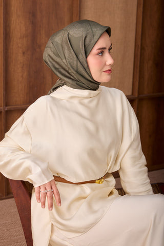 Twill İpek Eşarp Vega Zümrüt - Twill İpek Eşarp - | Silk Home