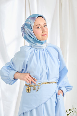 Twill İpek Eşarp Watercolor Bebe Mavisi