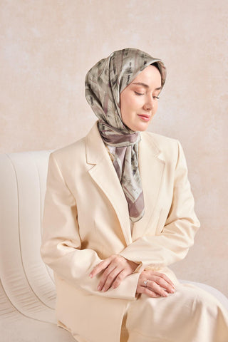 Twill İpek Flow Lines Eşarp Soluk Mürdüm 90x90 - Twill İpek Eşarp - | Silk Home