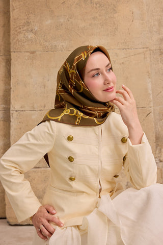 Twill İpek Kemer Haki - Twill İpek Eşarp - | Silk Home