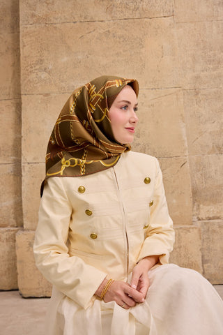 Twill İpek Kemer Haki - Twill İpek Eşarp - | Silk Home