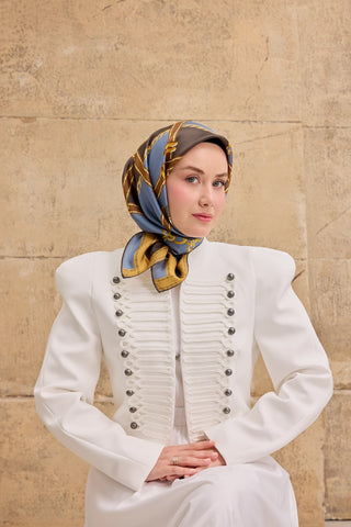 Twill İpek Kemer İndigo - Twill İpek Eşarp - | Silk Home