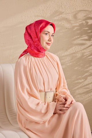 Twill İpek Mandala Eşarp Bayrak Kırmızısı 90x90