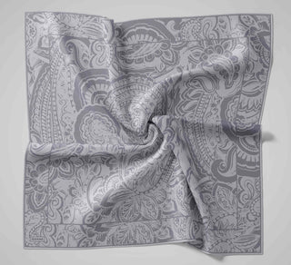 Twill İpek Mandala Eşarp Gri 90x90