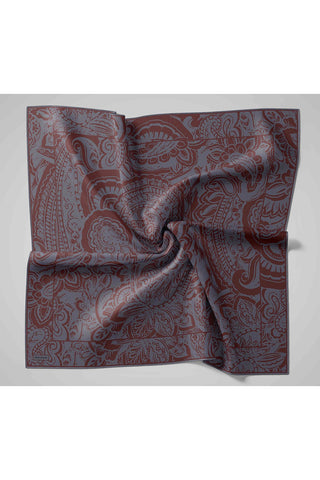 Twill Silk Mandala Scarf Brown 90x90