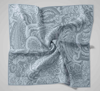 Twill İpek Mandala Eşarp Koyu Gri 90x90